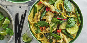 Green curry noodles.