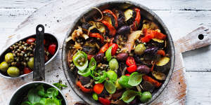 Jill Dupleix's Ratatouille salad with olives and basil. 