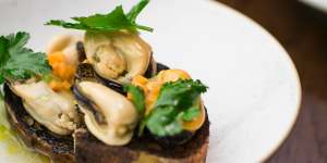 Smoked mussels on Iggy's toast.