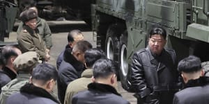North Korean leader Kim Jong-un toured munitions factories on January 8 and 9.