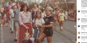 A young Mike (at right) with his mother Judy,sister Julia and brother Steve at Disneyland,c. 1980.