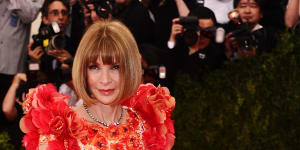 Anna Wintour,wearing Chanel,arrives at The Metropolitan Museum of Art's Costume Institute benefit gala celebrating"China:Through the Looking Glass"on Monday,May 4,2015,in New York. (Photo by Charles Sykes/Invision/AP) For Anna Wintour Melbourne story.
