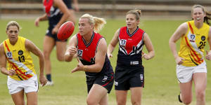 Hannah Mouncey playing in the VFLW competition. 