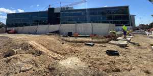 Extensive construction and landscape work continues at Brisbane South State Secondary College,despite 204 students already on campus.