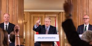 Prime Minister Boris Johnson at a March 16 press conference.