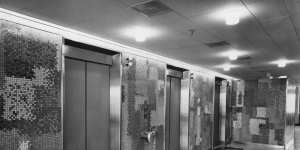 Ceramic fired walls in a lift bay. February 26,1962. 
