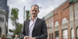 Tim Gurner in front of his project on Chapel Street. 