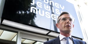 NSW Premier Dominic Perrottet outside the Sydney Jewish Museum.