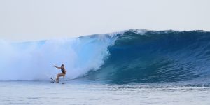 Brooke Farris surfing in Fiji.