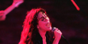 Alanis Morissette on stage in California in 1995.