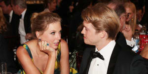 Taylor Swift and her then-boyfriend Joe Alwyn at the 2020 Golden Globes.