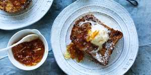 Top your bunker French toast with any jam,marmalade or canned fruit in the cupboard.