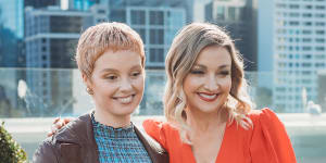 Cancer patient Tess McMurtrie and singer Kate Miller-Heidke at the Sony Foundation lunch.