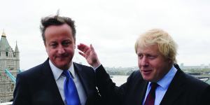 Former UK prime minister David Cameron,left,with then London Mayor Boris Johnson in 2005.