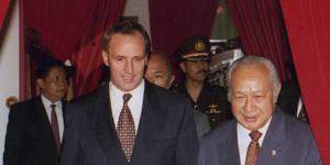 Former Indonesian dictator Suharto,seen here with then-Australian PM Paul Keating in 1994,was a believer in the supernatural.