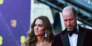 The Prince and Princess of Wales appear at the BAFTA awards ceremony in London.