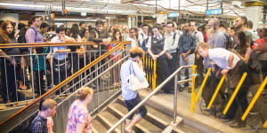 Commuters were temporarily prevented from entering platforms at Town Hall to avoid dangerous overcrowding on Tuesday evening.