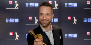Hamish Blake with his newest Gold Logie. 