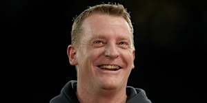 All smiles:Michael Voss will coach the Blues next year.