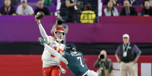 Patrick Mahomes throws a pass during last season’s Super Bowl.