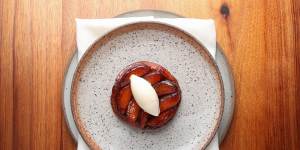 Tarte tatin flecked with smoked vanilla. 
