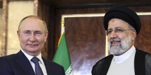 Russian President Vladimir Putin and Iranian President Ebrahim Raisi prior to their talks in Tehran.
