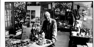 Arthur Boyd in his studio at his Bundanon property near Nowra,November 17,1993.