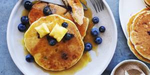 Blueberry pancakes.