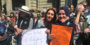 Sinem Saray,17,and Mimi Mediouni,17,in Melbourne.
