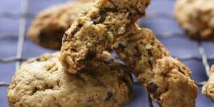 Chocolate and pumpkin seed biscuits.