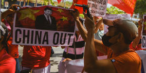Filipino protesters demonstrate outside China’s embassy in Manila after the incident this month.