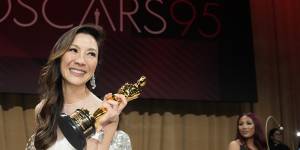 Michelle Yeoh with her Oscar which she won for best actress.