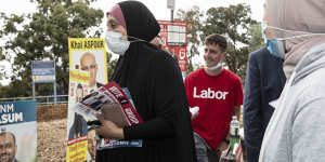 Voters at a polling station in Greenacre on Saturday.