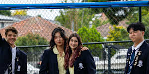 Blakehurst High School captains Ethan Middleton,17,Lisa Li,17,Violeta Duvnjak,16,and Matthew Liang,16