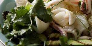 Zingy and fresh:Thai spicy lime and chilli squid salad.
