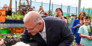 Scott Morrison at a Perth Bunnings on Monday to mark the Coalition’s plan to broaden its first home buyer program.