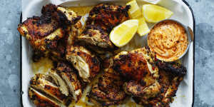 Neil Perry's barbecued marinated chicken with spicy mayonnaise.