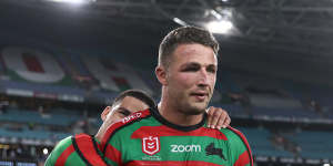 Cody Walker hugs Sam Burgess back in 2019.