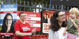 Labor candidate for Kiama Katelin McInerney on election day.