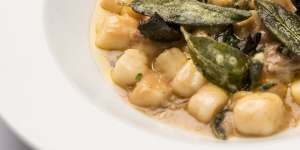 Gnocchi with olives and sage.