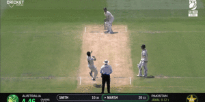 Costly moment:Mitch Marsh (on 20 runs) is dropped in the slips cordon.
