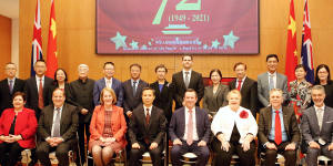 Perth Chinese Consul-General Long Dingbin,Premier Mark McGowan and Labor MPs and ministers Alanna Clohesy,Don Punch,Michelle Roberts,Sue Ellery,and Tony Buti at the event.