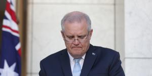 Prime Minister Scott Morrison addresses the media during a press conference at Parliament House in Canberra on Sunday.