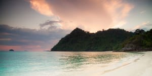 A deserted beach in the Mergui Islands.