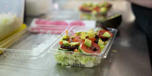 An example of a salad at a Queensland tuckshop. Tuckshop salads cost $4.85 on average versus $11.80 at a takeaway store.