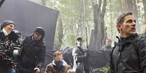 Eric Bana (right) on the set of Force of Nature. The sequel to The Dry was filmed in Victoria’s Otways,the Dandenongs and the Yarra Valley.