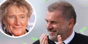 ‘What a guy!’:Why Rod Stewart keeps sending Ange Postecoglou crates of wine