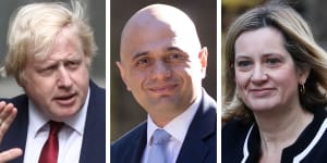 Boris Johnson,Sajid Javid,Amber Rudd composite. Photo:Bloomberg