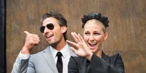 Fashionable:Australia's first bachelor Tim Robards and his chosen one Anna Heinrich at Derby Day last year.