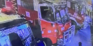 A CCTV image of the alleged incident at Eaglehawk CFA.